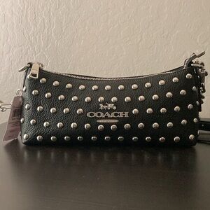 Coach Blk leather Badlands rivet crossbody NWT